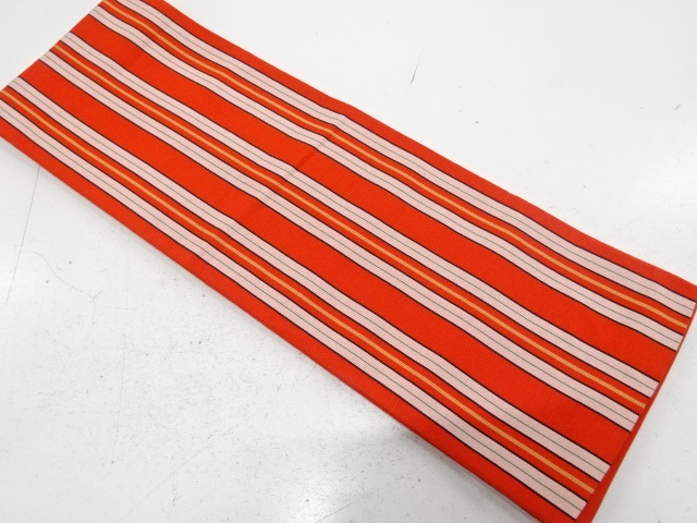 本場筑前博多　縞模様織り出し　半幅帯